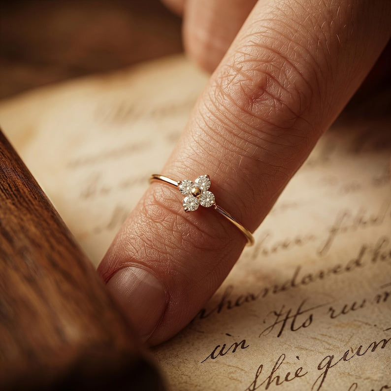 Dainty Gold Flower Ring Secondary image