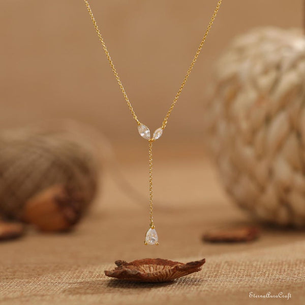 Dainty Diamond Y Necklace