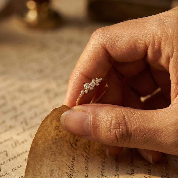 Dainty Gold Diamond Cluster Ring