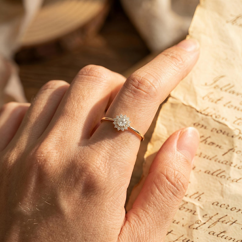 Vintage Flower Diamond Ring