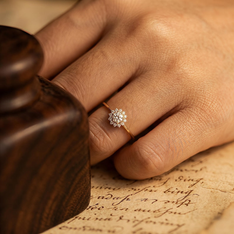 Vintage Flower Diamond Ring