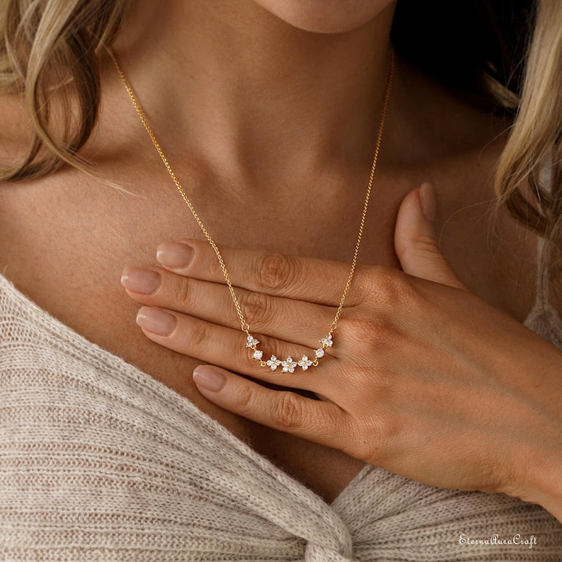 Dainty Flower Diamond Necklace Secondary image