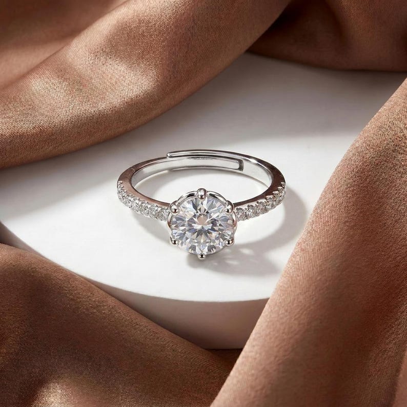 925 Sterling Silver Halo CZ Engagement Ring with Pave Band