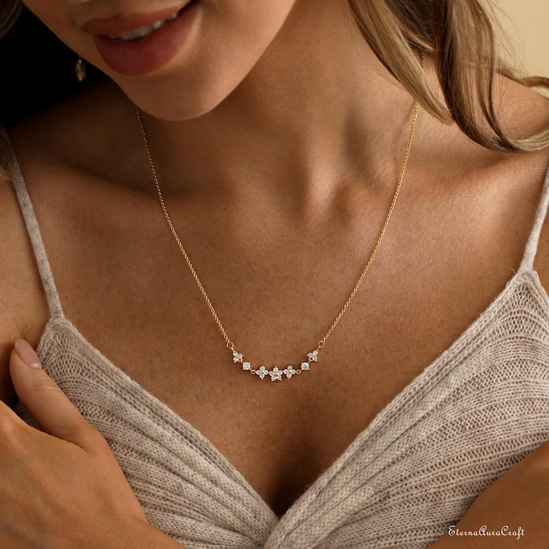 Dainty Flower Diamond Necklace