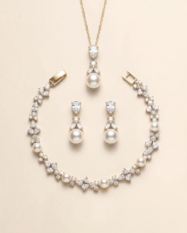 Gold Pearl Jewelry Set