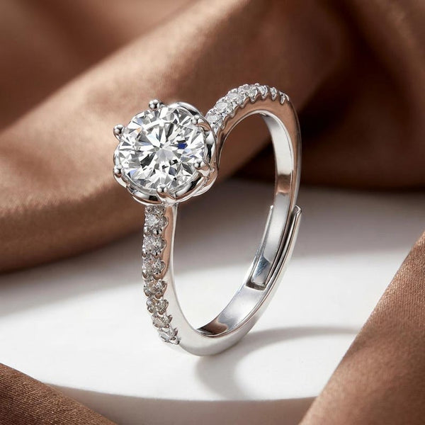 925 Sterling Silver Halo CZ Engagement Ring with Pave Band
