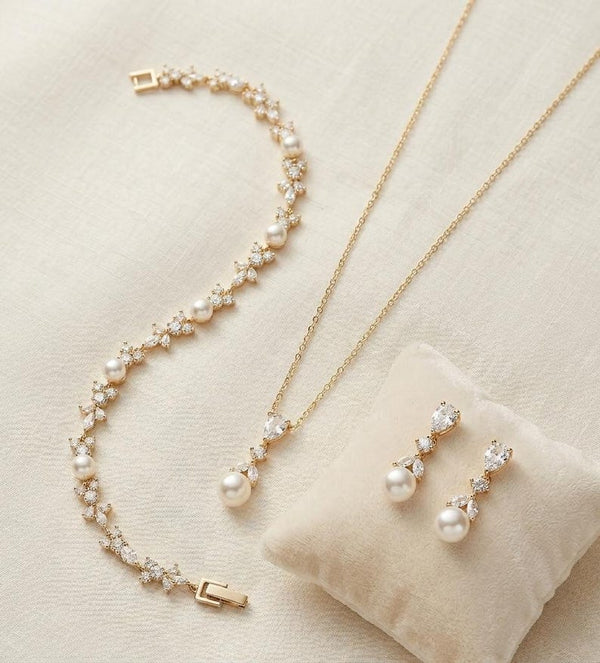 Gold Pearl Jewelry Set