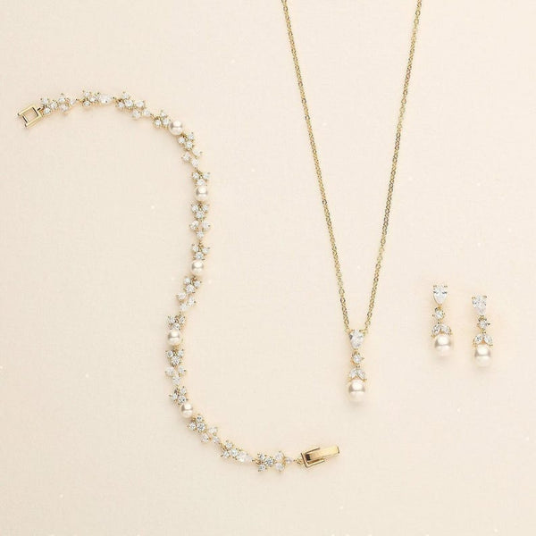 Gold Pearl Jewelry Set