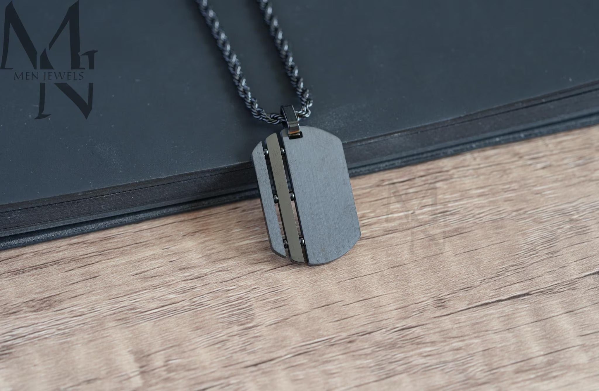 Black Dog Tag Necklace Chain Pendants Main image