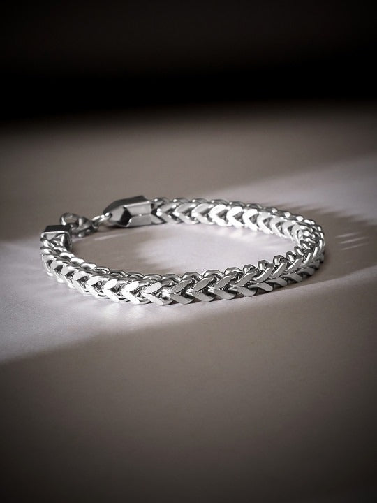 Men Silver-Plated Braided Chain Bracelet