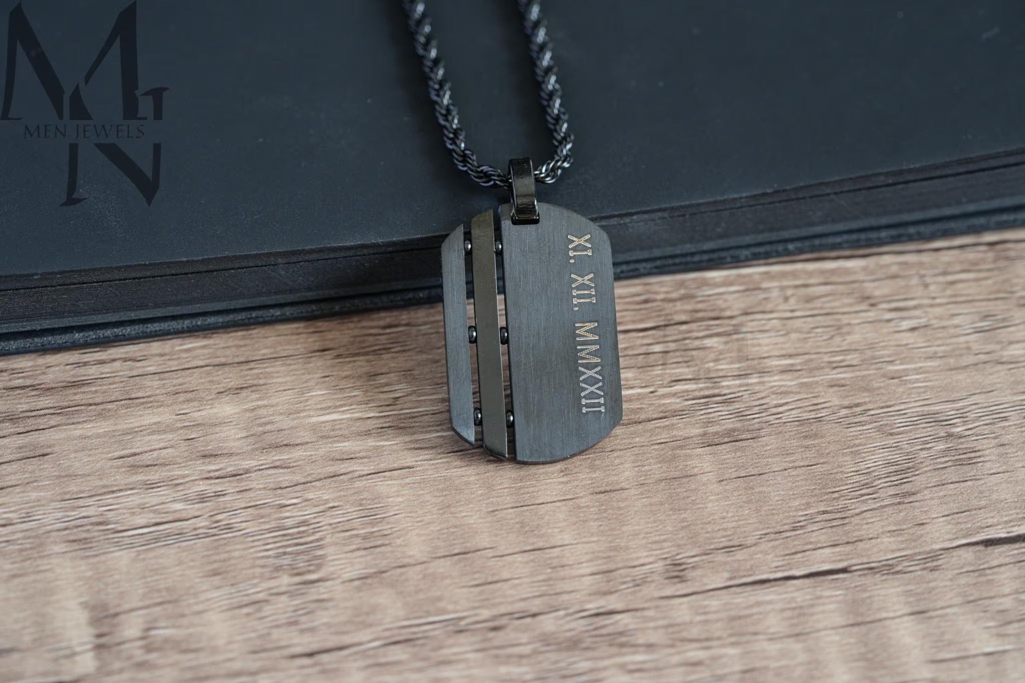 Black Dog Tag Necklace Chain Pendants Secondary image