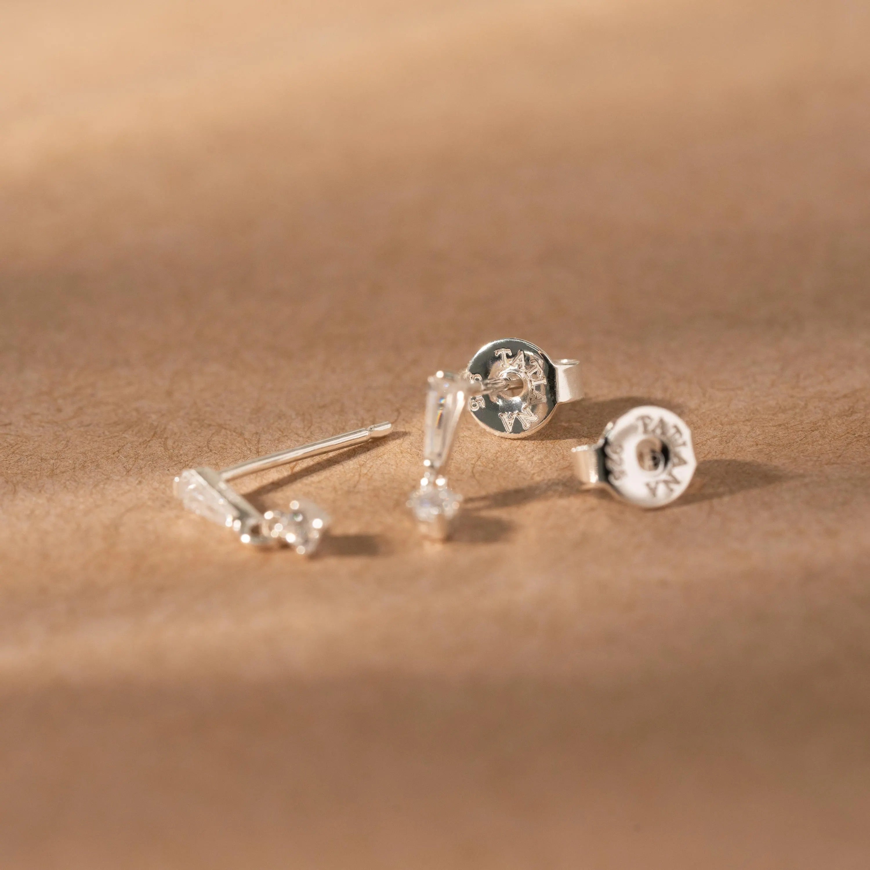 Tiny Baguette CZ Drop Earrings