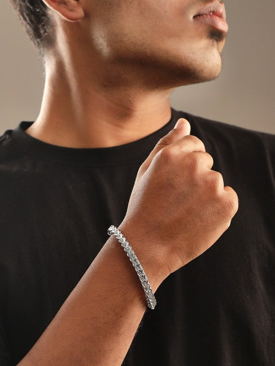 Men Silver-Plated Braided Chain Bracelet Main image