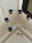 18K Gold Plated blue adjustable flower Bracelet