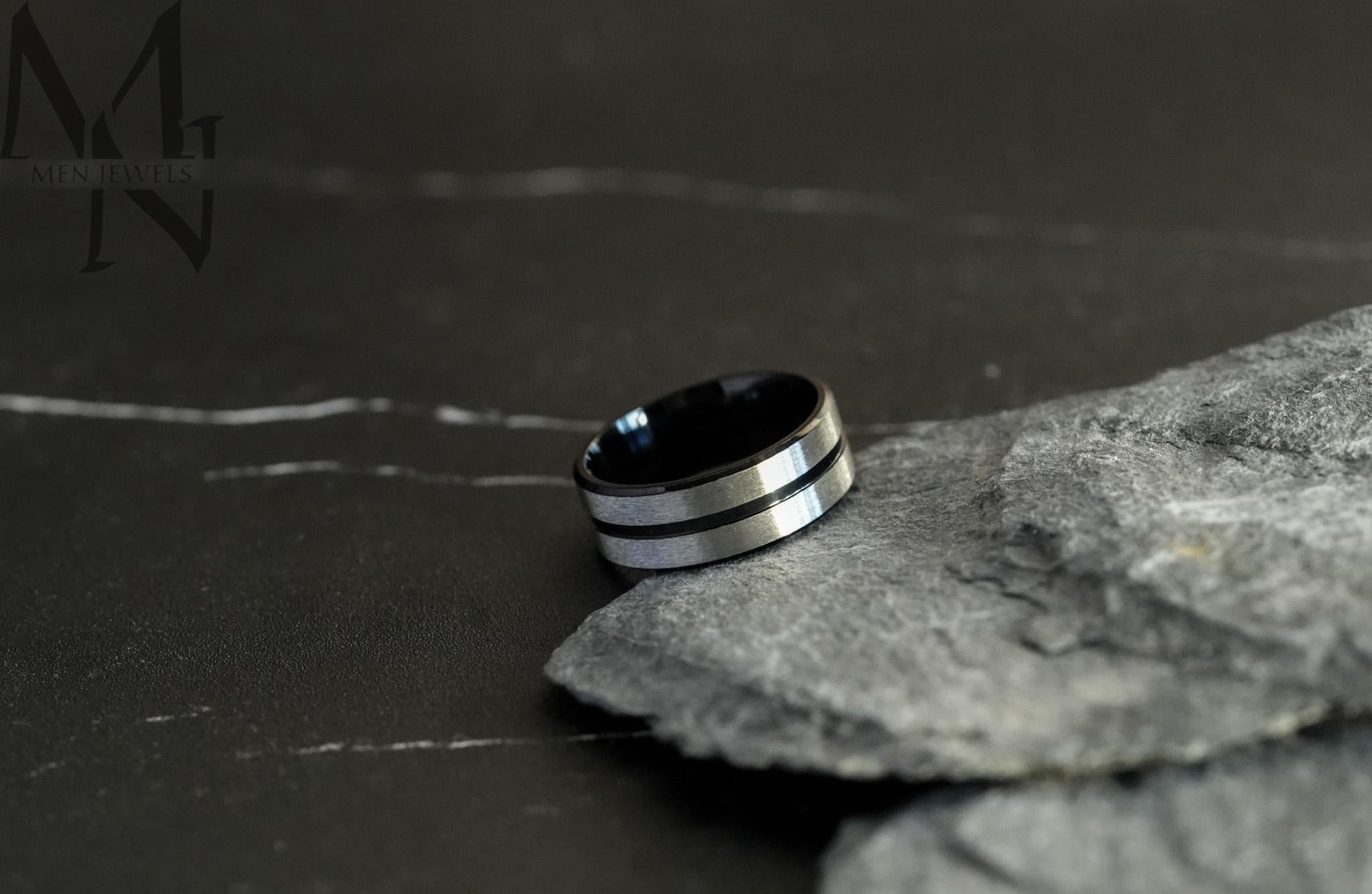 Mens Black Onyx and Silver Band, Secondary image