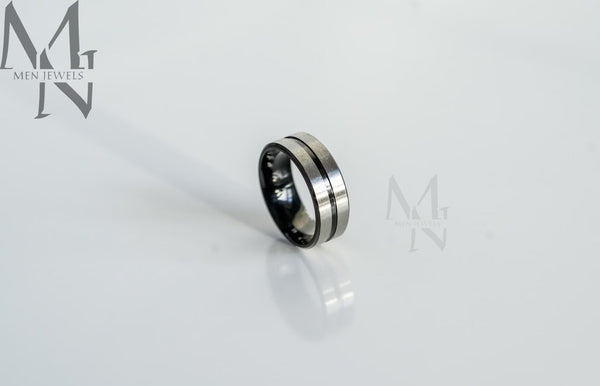 Mens Black Onyx and Silver Band,