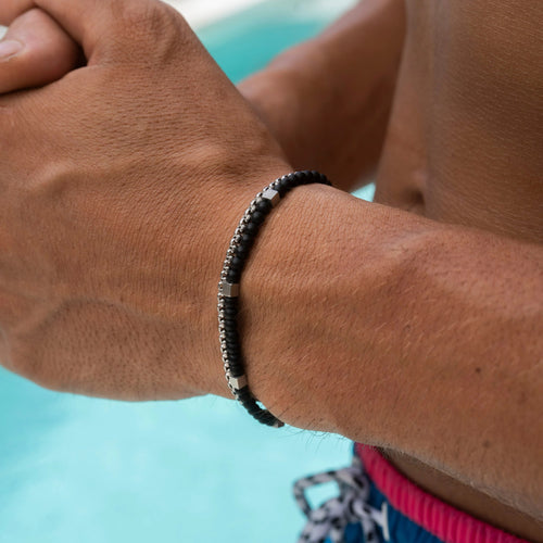 Multi Layer Bracelet Black Silver