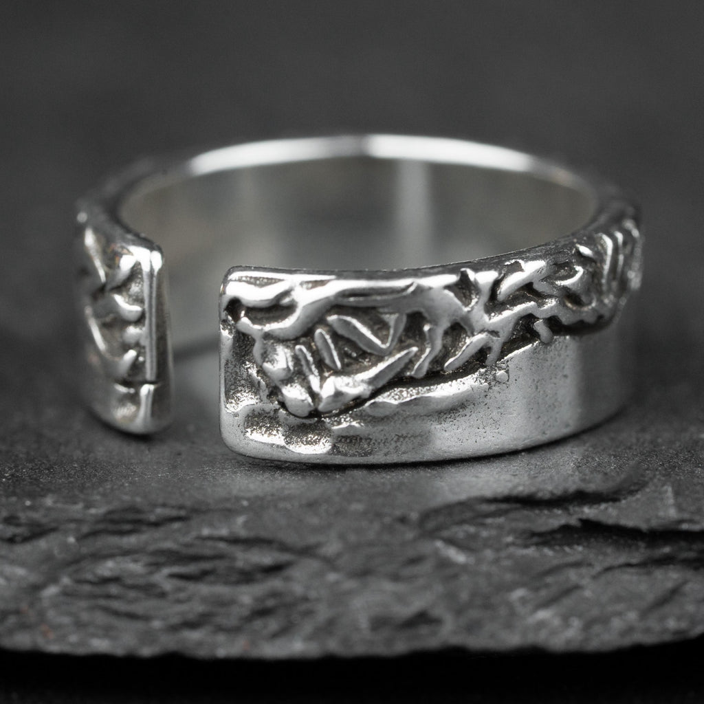 Mountain Range Band Ring, Adjustable Vintage Nature Symbol Peak Ascent Challenge,Adventure Gift,Biker Ring,Mens Ring,Fits US sizes 8-11