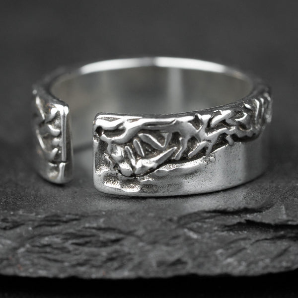 Mountain Range Band Ring, Adjustable Vintage Nature Symbol Peak Ascent Challenge,Adventure Gift,Biker Ring,Mens Ring,Fits US sizes 8-11
