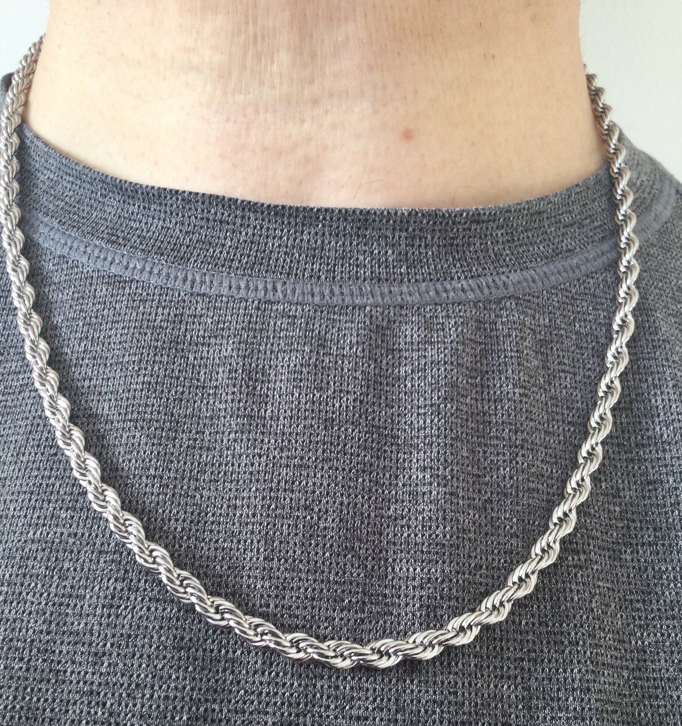 Silver Rope Chain Necklace