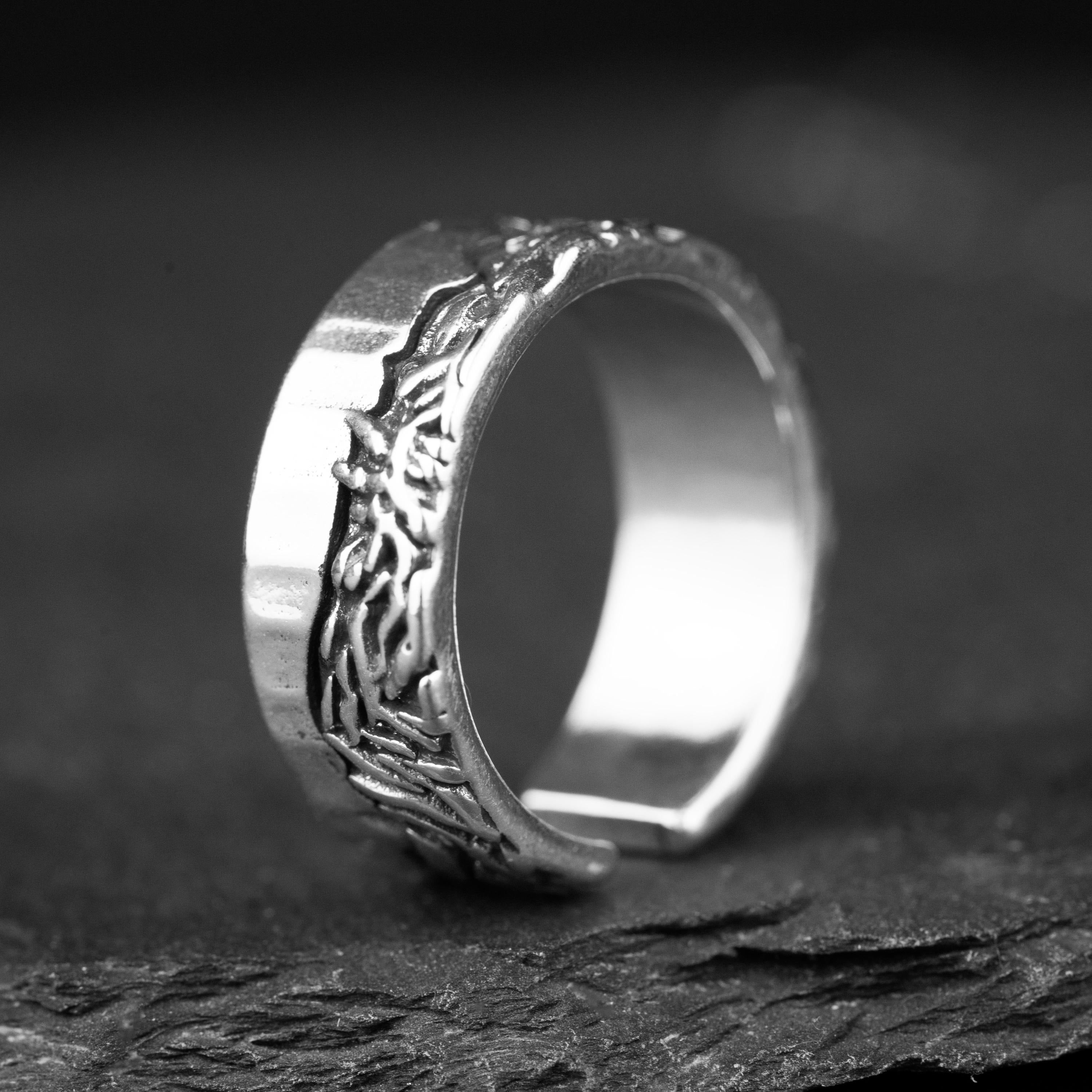 Mountain Range Band Ring, Adjustable Vintage Nature Symbol Peak Ascent Challenge,Adventure Gift,Biker Ring,Mens Ring,Fits US sizes 8-11