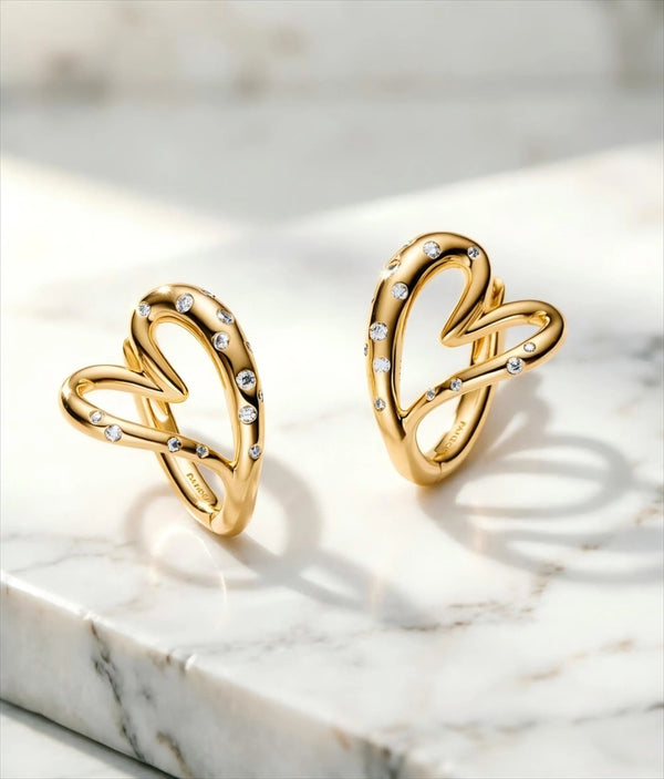 Pandora Sparkling Twisted Heart Hoop Earrings