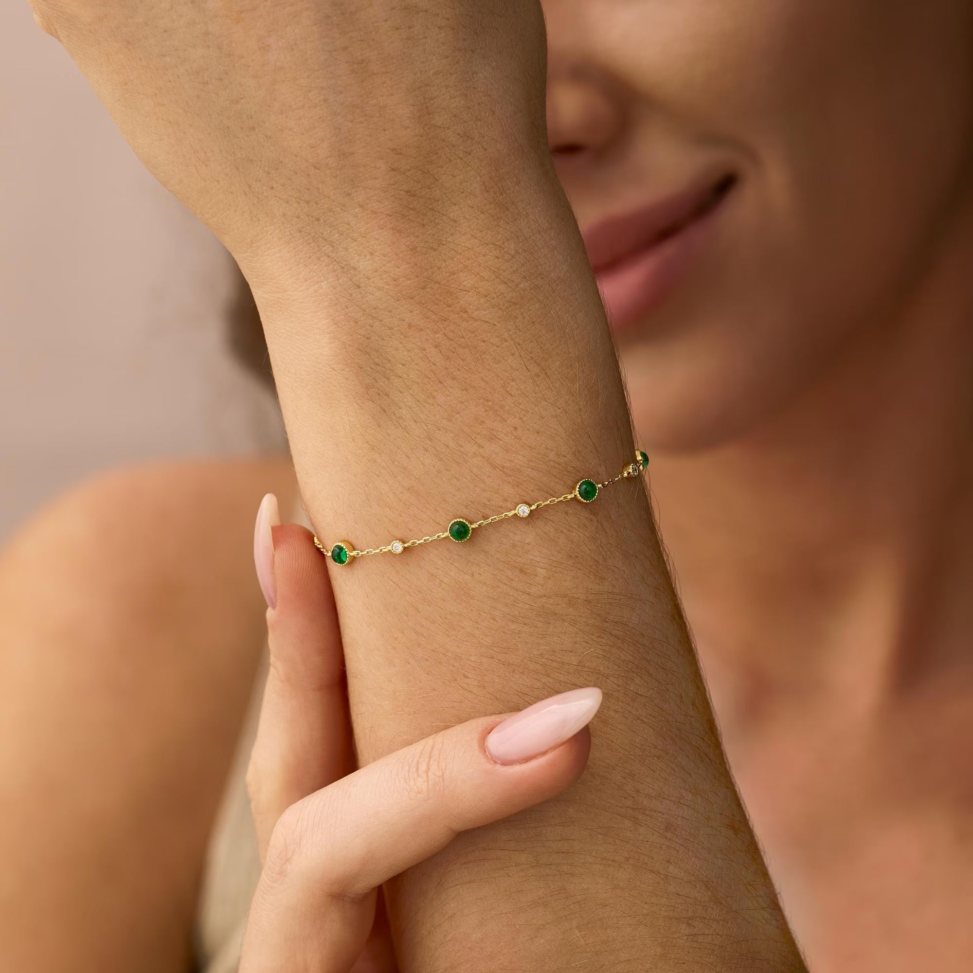 Minimalist Green Gem Bracelet Main image