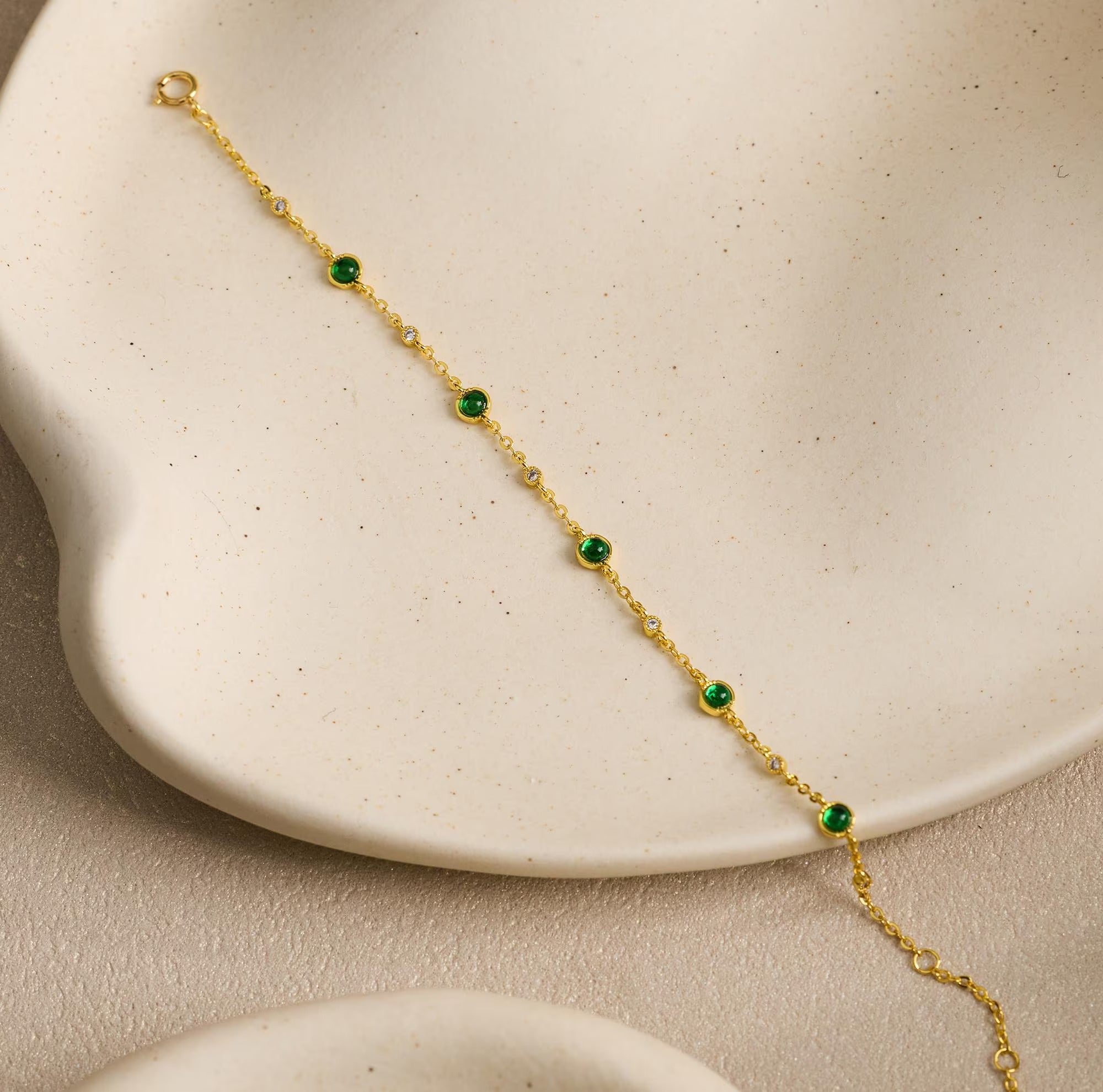 Minimalist Green Gem Bracelet