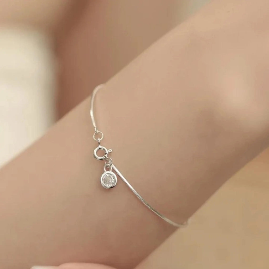 Minimalist 925 Silver Zircon Bracelet
