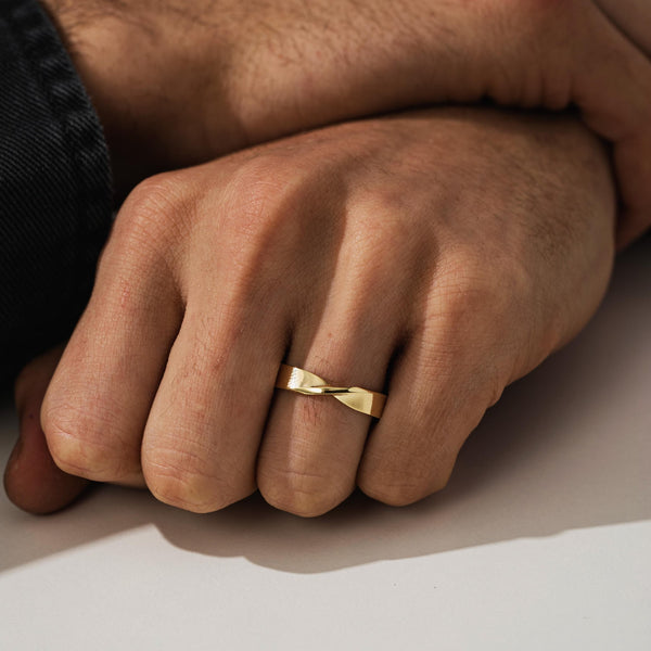 Mobius Ring: Unique Infinity Band For Unisex - Silver and 14K Gold