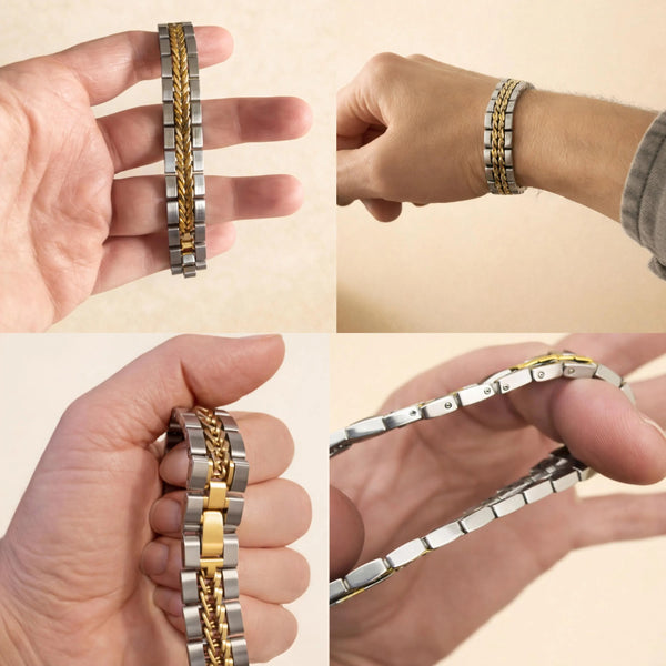 Men’s Stainless Steel Chunky Link Bracelet in Gold, Silver or Two Tone