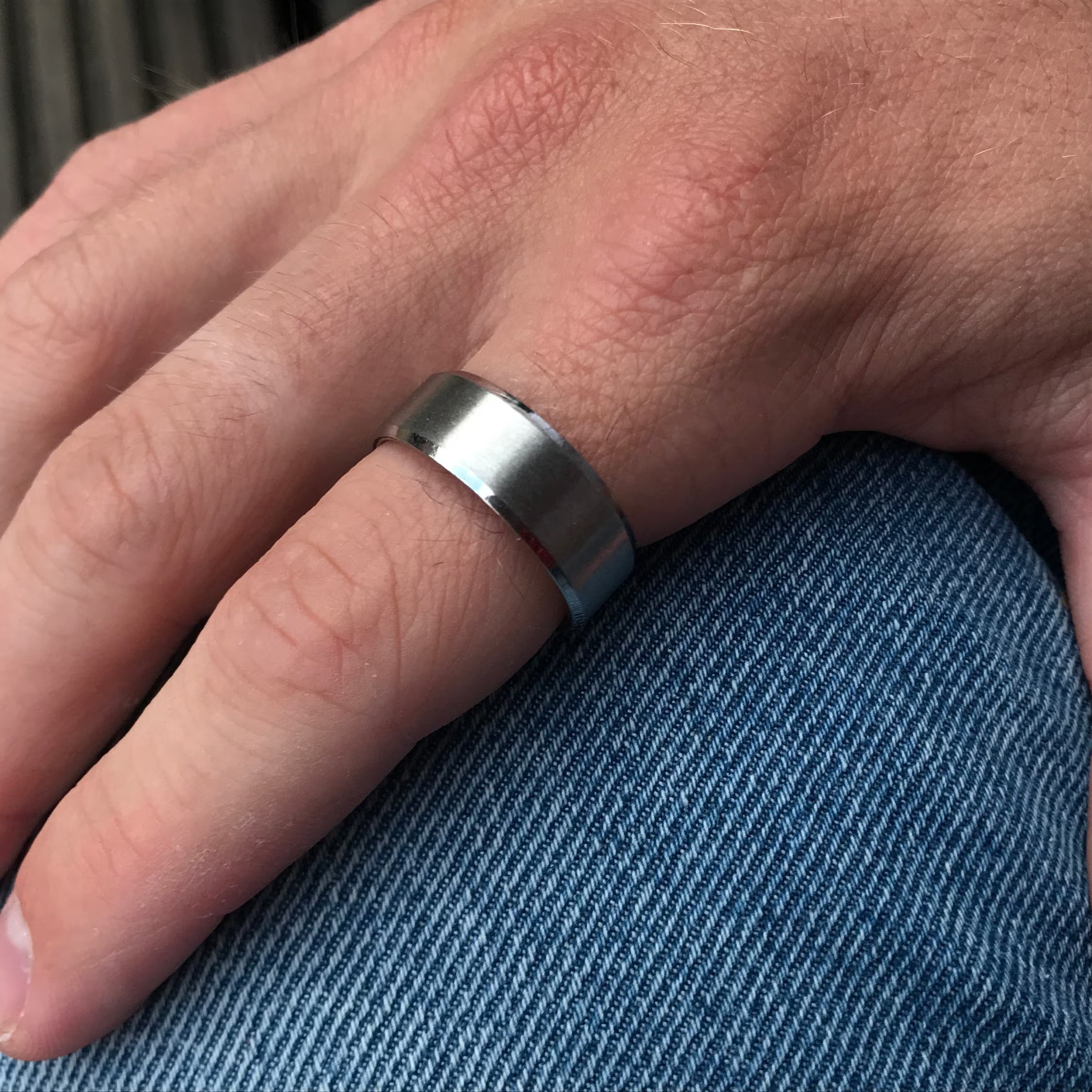 Mens Ring - Silver Polished Band Ring Secondary image