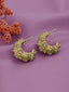 Gold Plated CZ Half Hoop Statement Earring