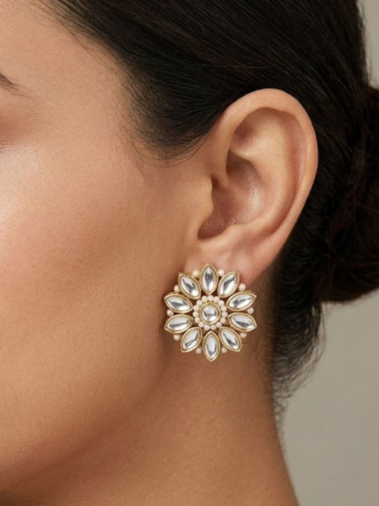 Sunflower Kundan Studs Earrings