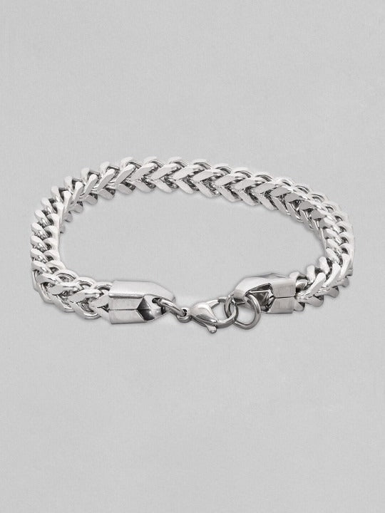 Men Silver-Plated Braided Chain Bracelet