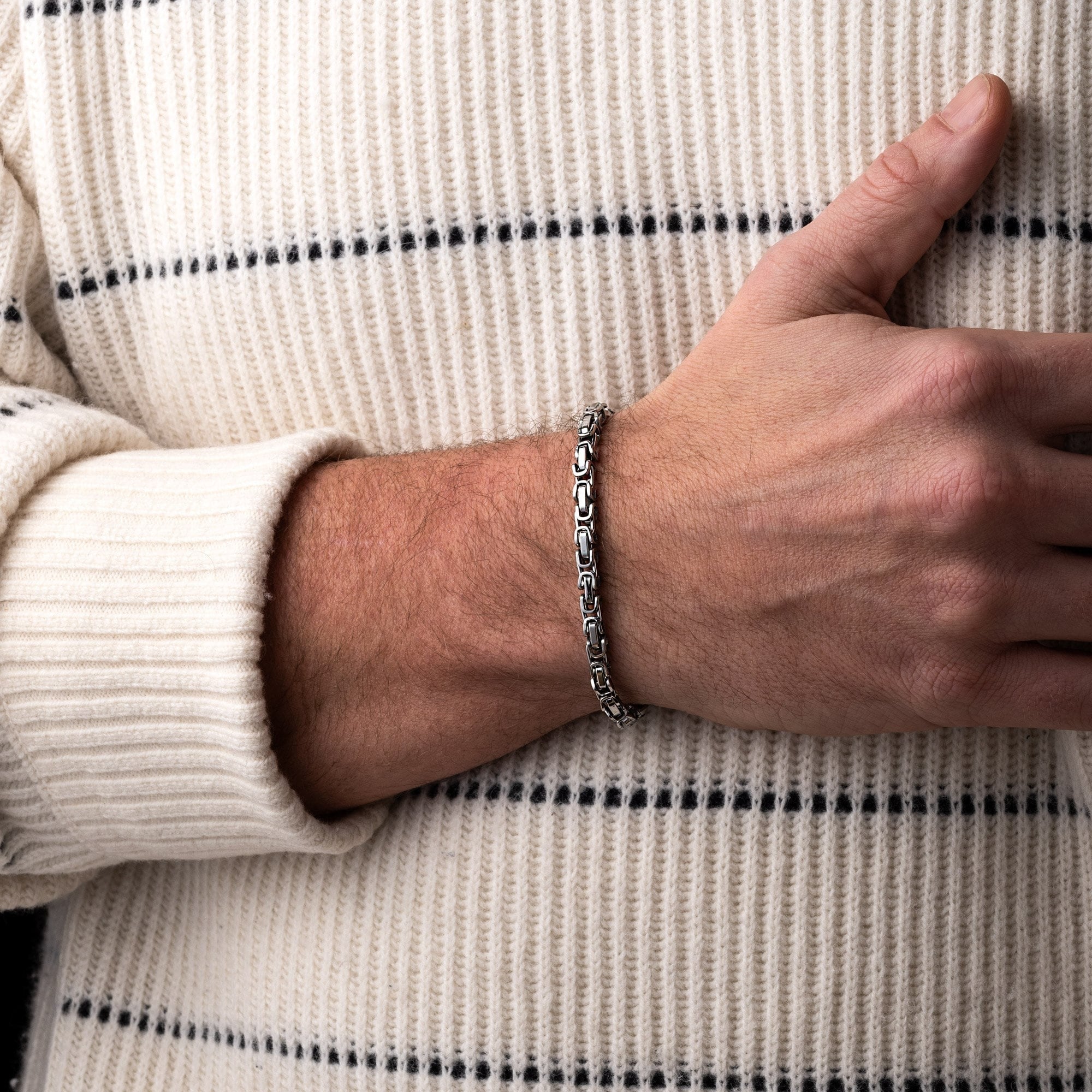 Stainless Steel Byzantine Chain Bracelet
