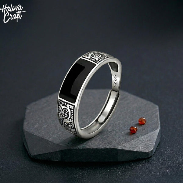 925 Sterling Silver Black Stone Ring