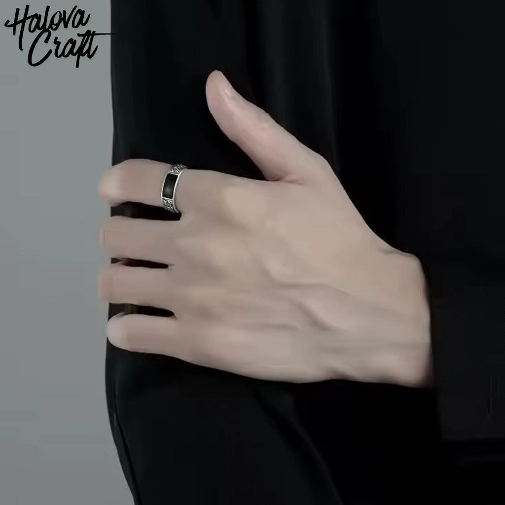 925 Sterling Silver Black Stone Ring