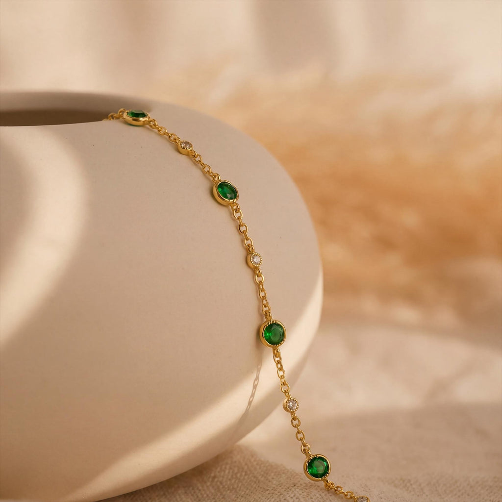 Minimalist Green Gem Bracelet