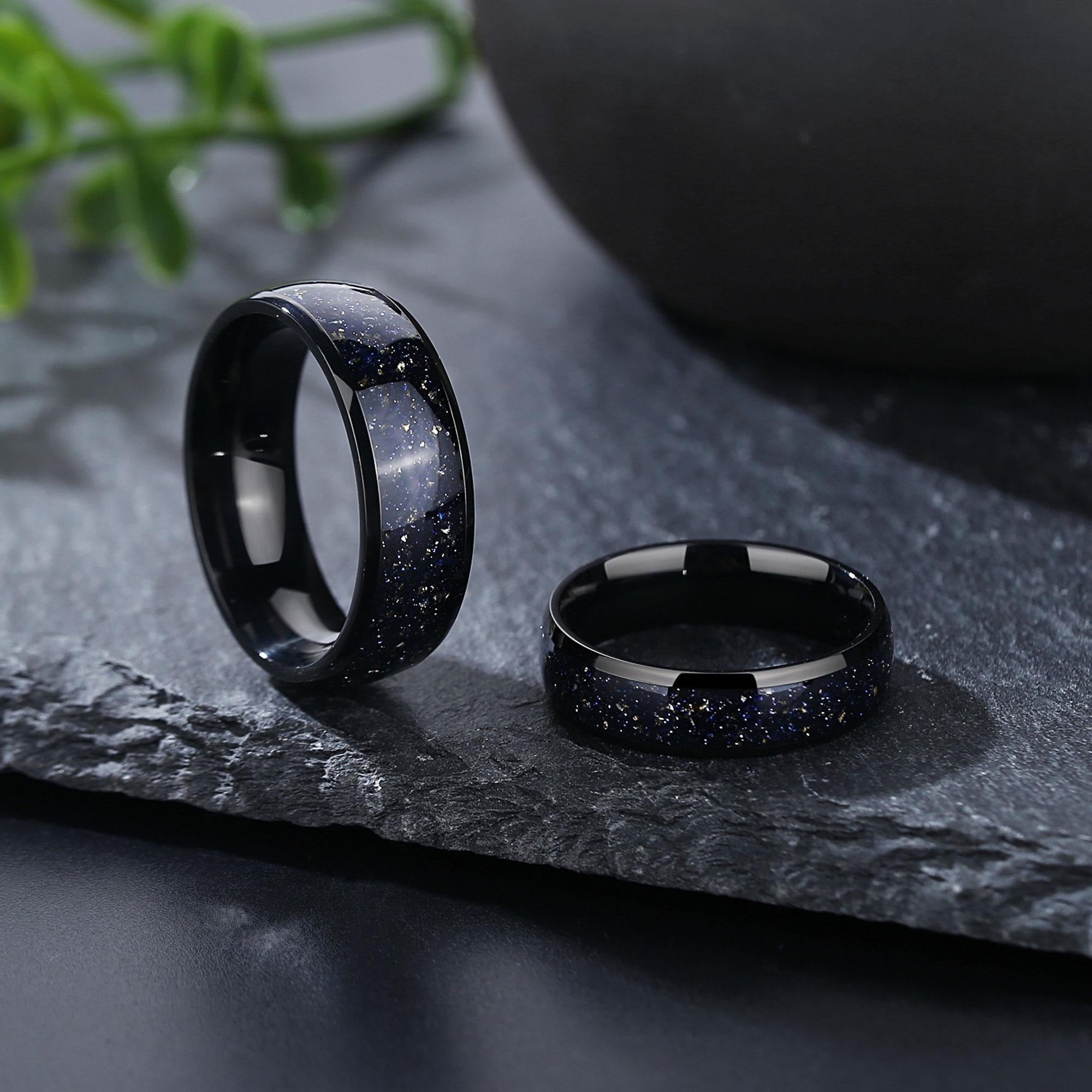 Starry Night Matching Couple Ring for Men, His Starry Night Wedding Bands, Skye Galaxy Sandstone, Personalized Nebula Ring - Only for Men Secondary image