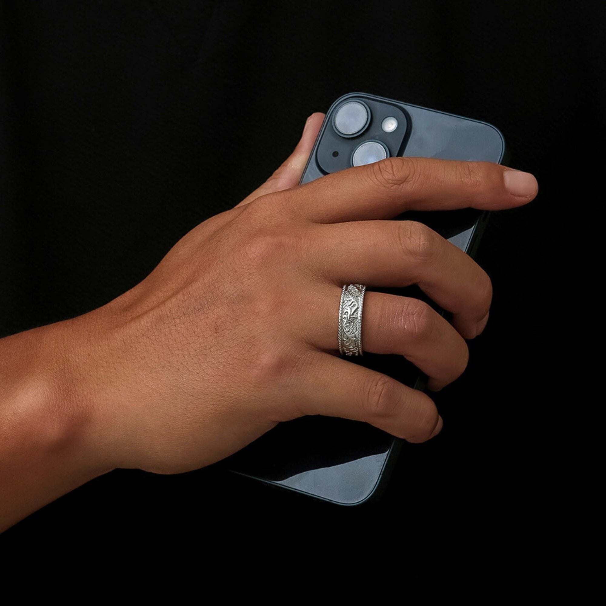 Silver Pattern Ring - Mens Ring - Vintage Styled Pattern Ring For Men - Mens Jewellery Signet Ring