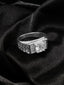 Stainless Steel Silver-Plated American Diamond-Studded Adjustable Finger Ring
