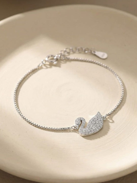 925 Sterling Silver Swan CZ Bracelet Main image