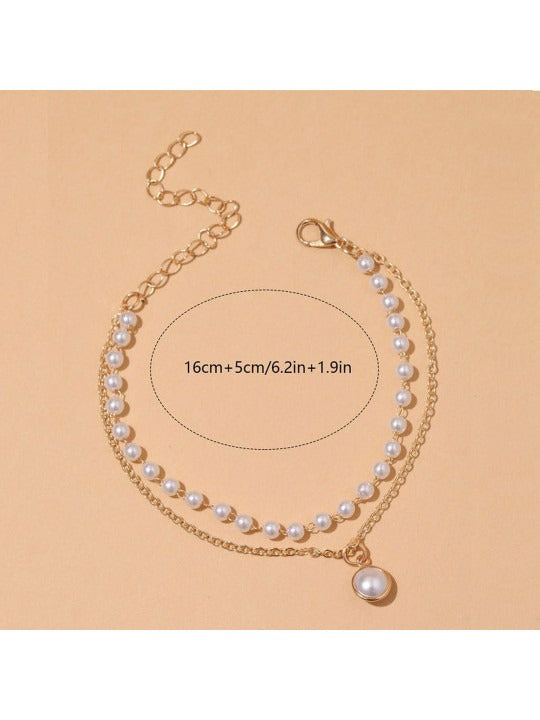 Women Pearls Gold-Plated Multistrand Bracelet