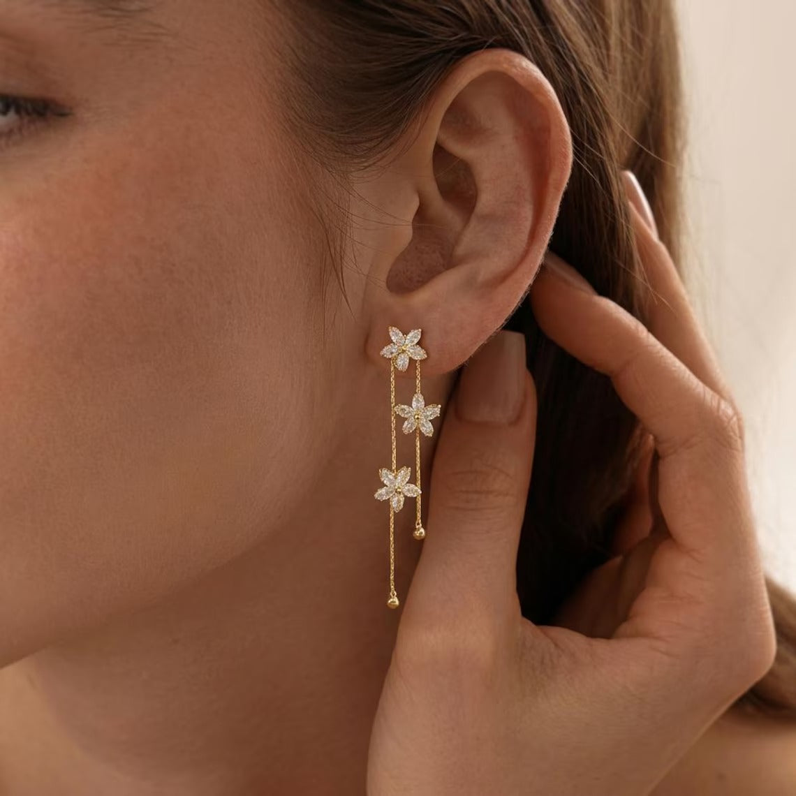 Dainty Flower Drop Earrings Main image