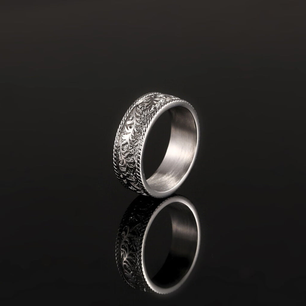 Silver Pattern Ring - Mens Ring - Vintage Styled Pattern Ring For Men - Mens Jewellery Signet Ring