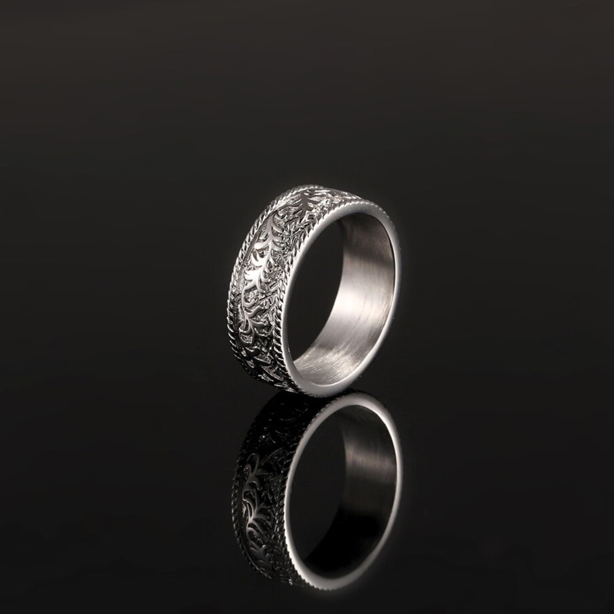 Silver Pattern Ring - Mens Ring - Vintage Styled Pattern Ring For Men - Mens Jewellery Signet Ring