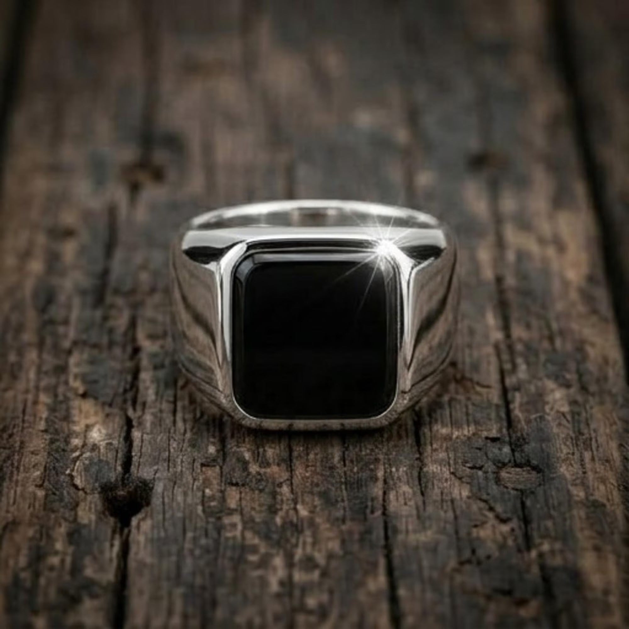 Men's Black Onyx Signet Ring Main image