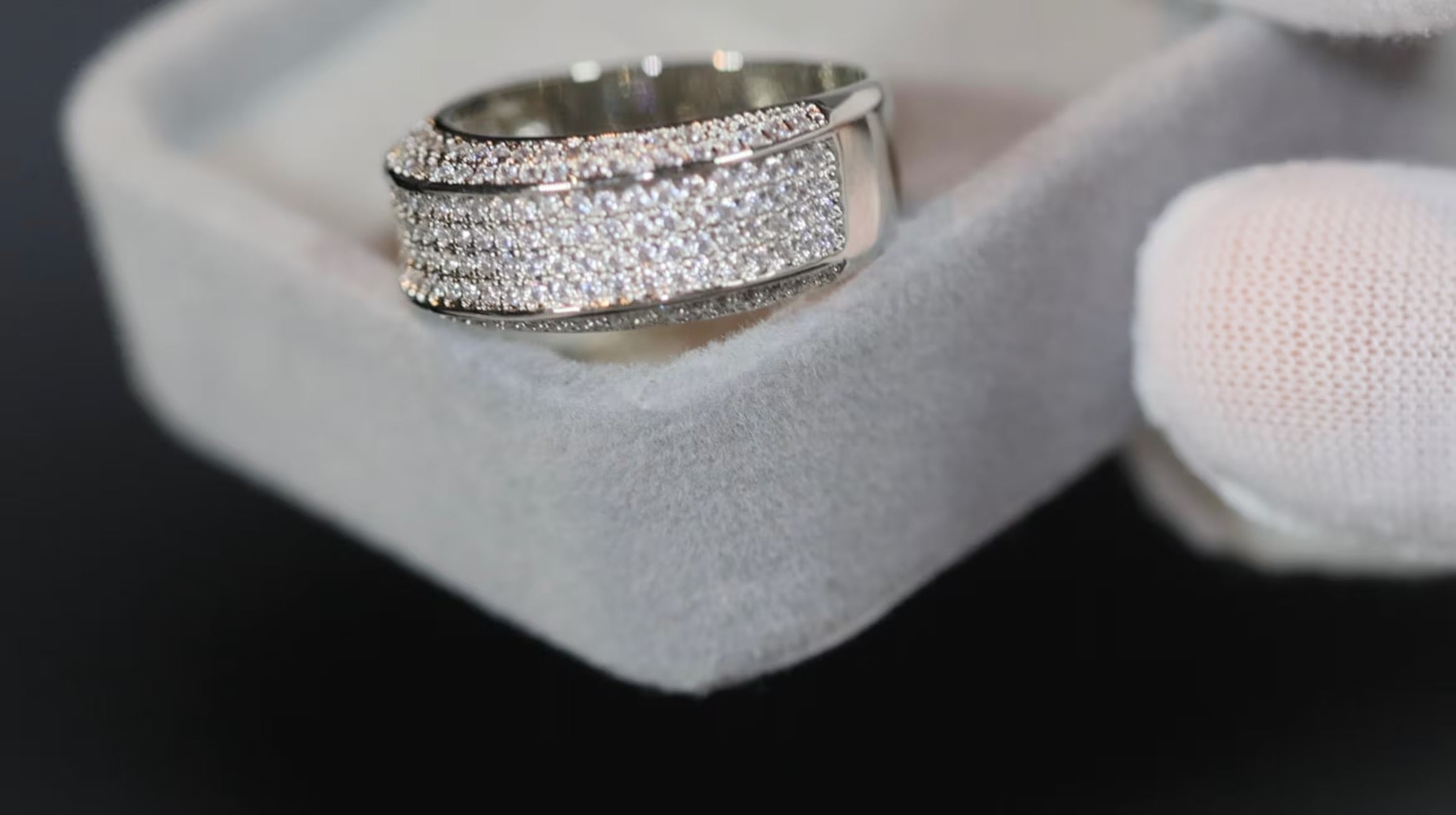 Mens Silver Diamond Ring