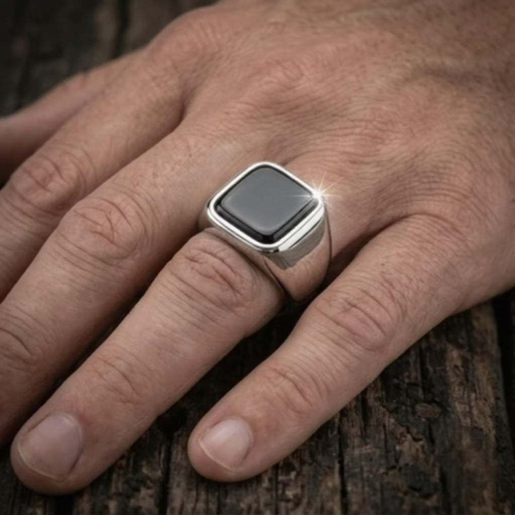 Men's Black Onyx Signet Ring